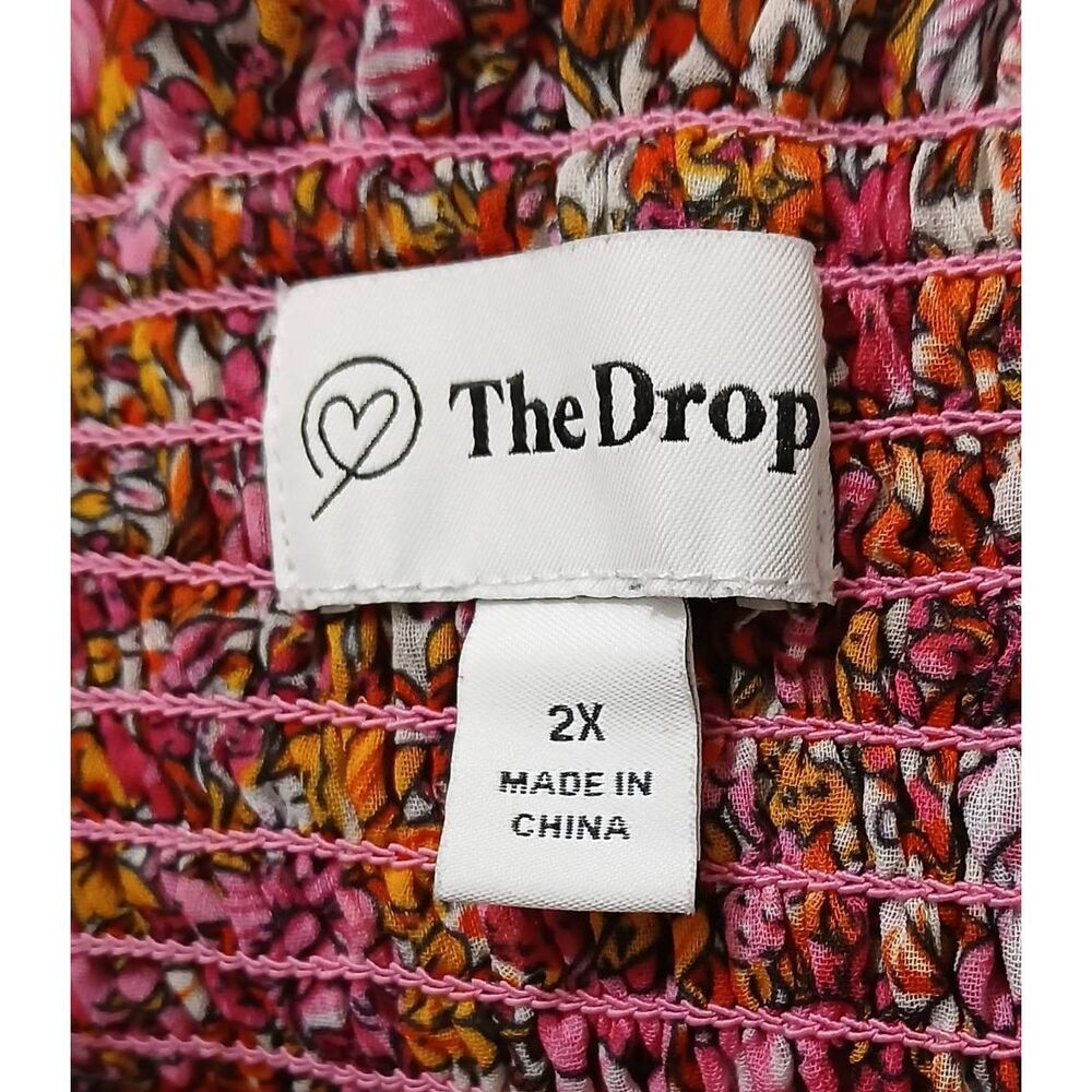 The drop women 2xl long maxi dress smocked square neck pink floral empire waist - Picture 8 of 9